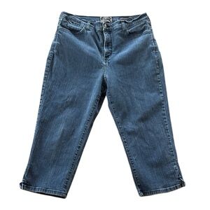 NYDJ Cropped Clam Digger Crystal‎ Pocket Denim Blue Jeans Size 18